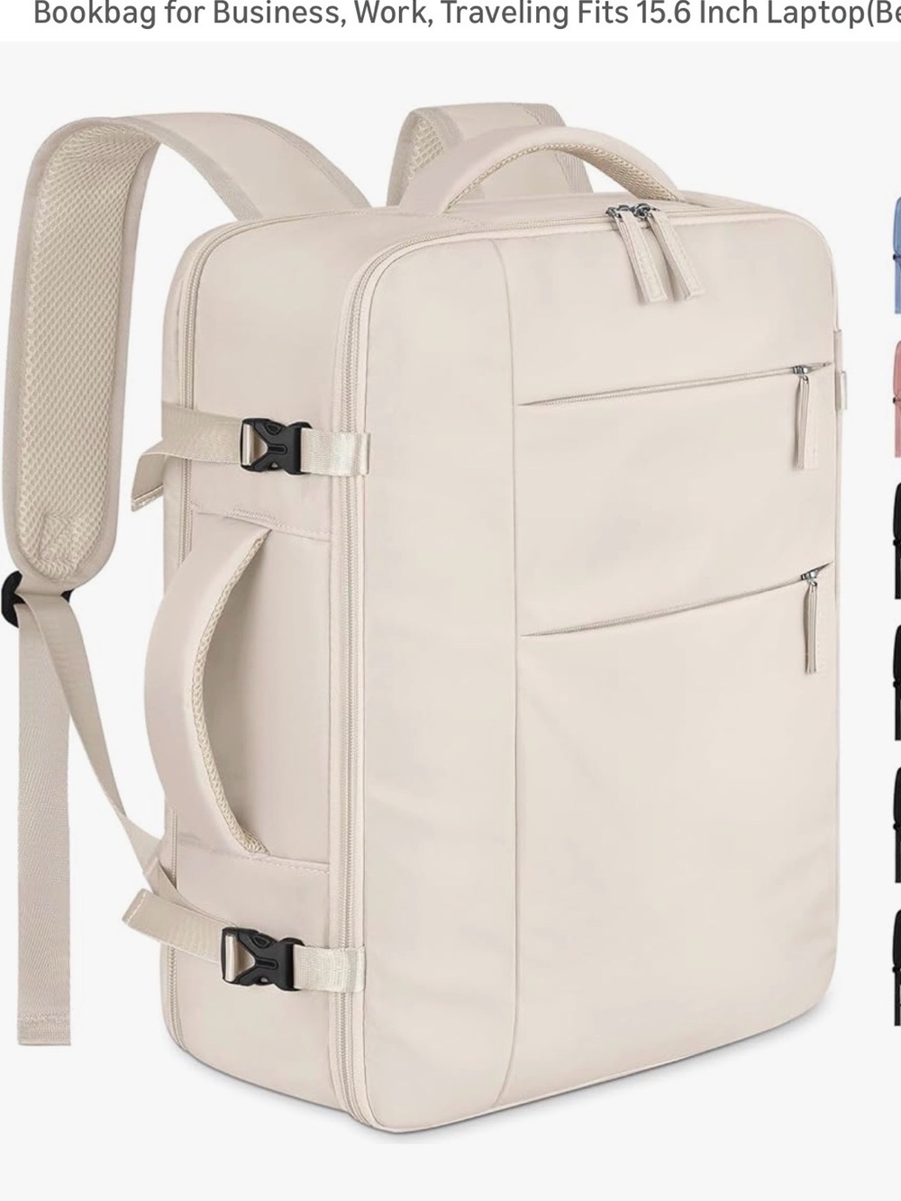 Men's Travel Backpack Bag in Cream - Sleek Business Laptop Backpack